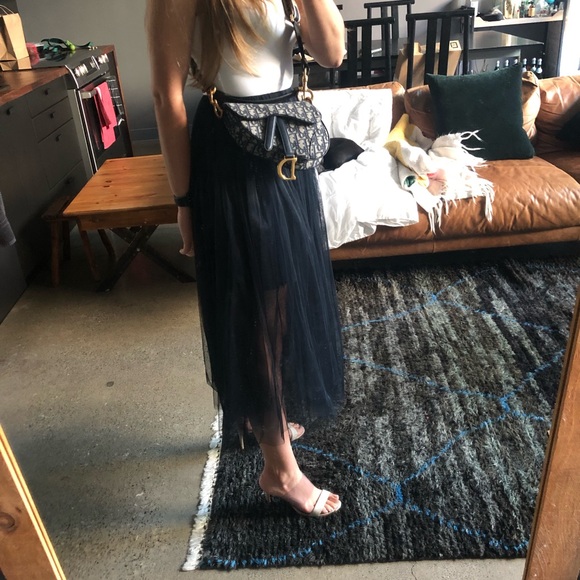 ❌SOLD❌ Tulle Navy Blue Midi Skirt - Picture 6 of 11